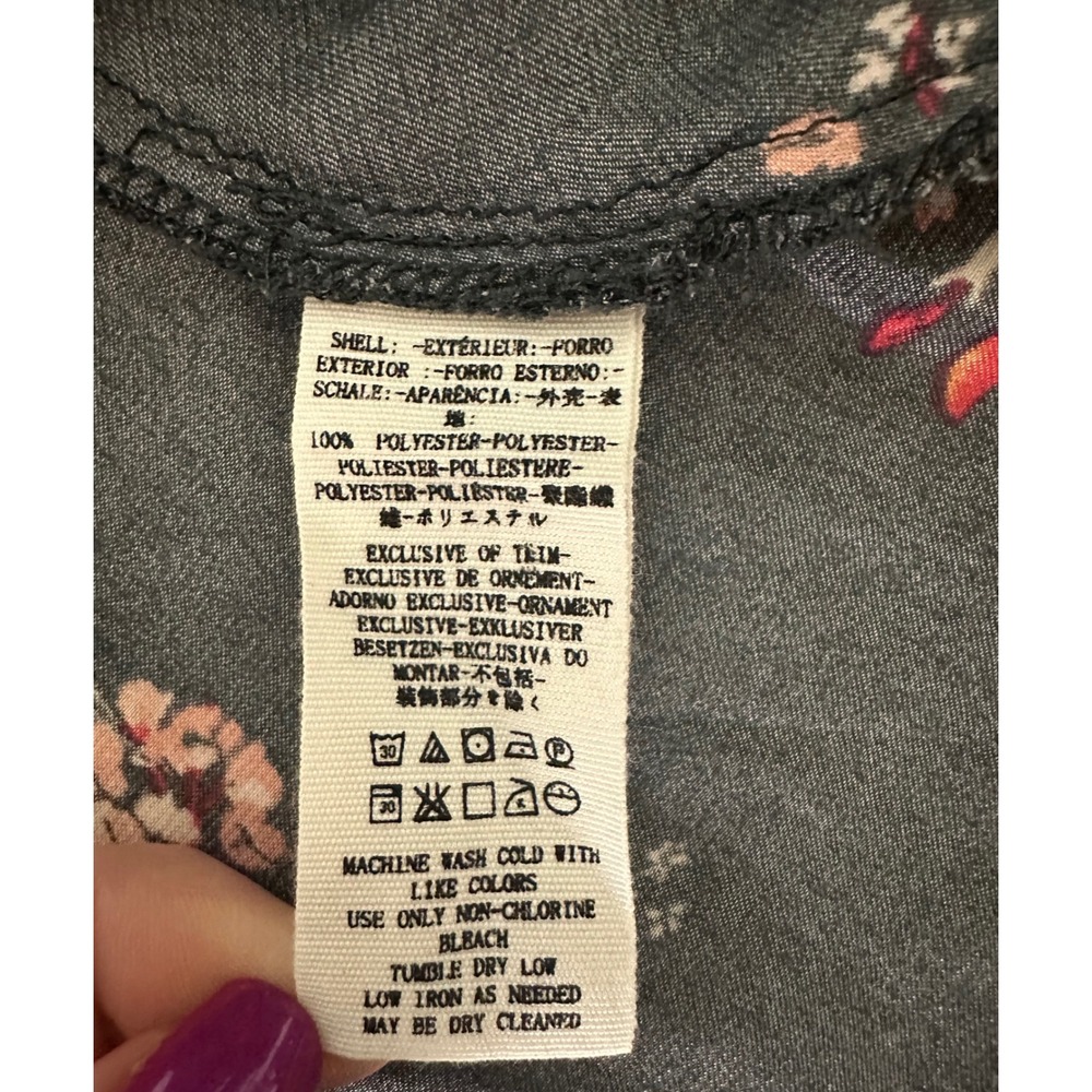 Free People Floral Mini Dress S Black Boho Romantic Whimsigoth Witchy Festival - Picture 10 of 11
